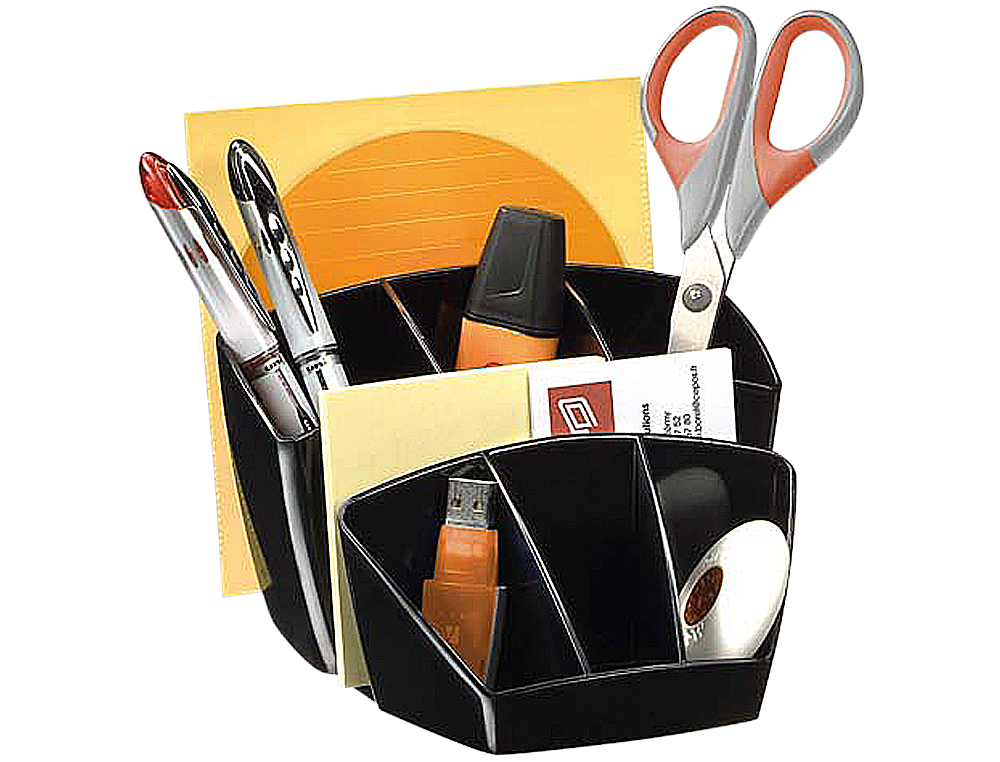 POT MULTIFONCTIONS CEP POLYSTYRÈNE ANTICHOC BRILLANT 8 COMPARTIMENTS 143X93X158MM COLORIS NOIR