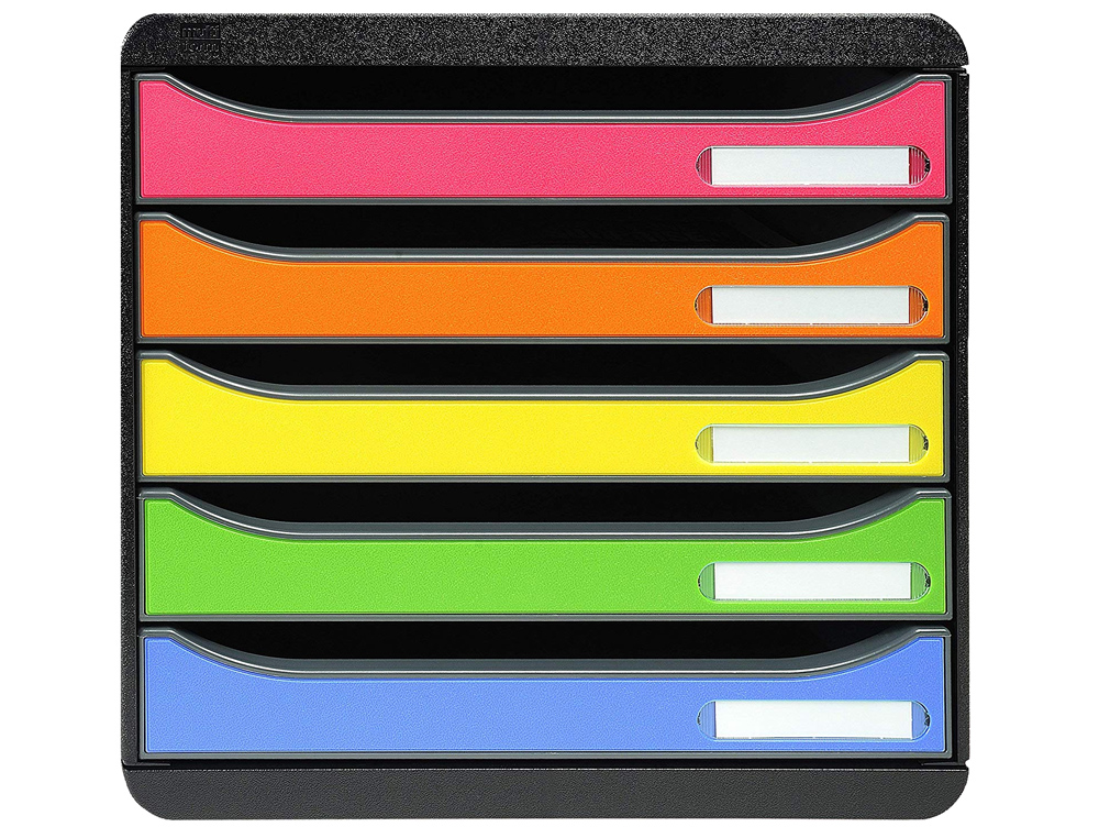 MODULE CLASSEMENT EXACOMPTA BIG BOX 5 TIROIRS A4+ MONOBLOC SUPERPOSABLE BUTE SCURIT 347X278X271MM COLORIS ARLEQUIN