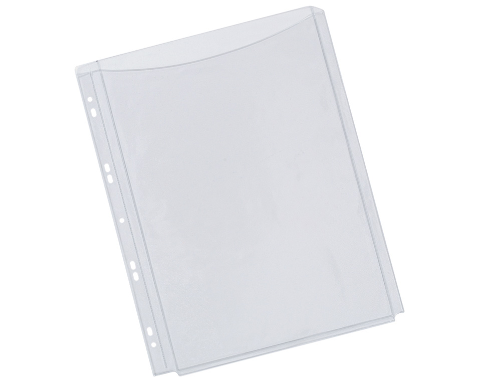 POCHETTE Q-CONNECT PVC 18/100E PERFORÉE SOUFFLET CAPACITÉ 100F PLAN A4 SACHET 5 UNITÉS