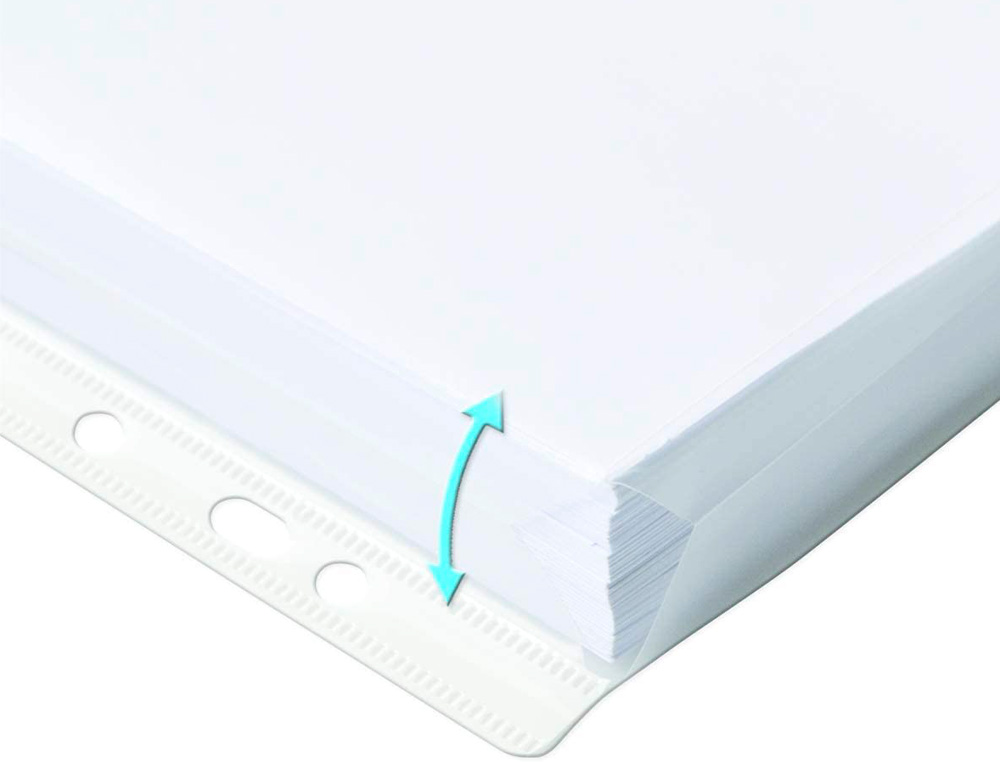 POCHETTE Q-CONNECT PVC 18/100E PERFORÉE SOUFFLET CAPACITÉ 100F PLAN A4 SACHET 5 UNITÉS