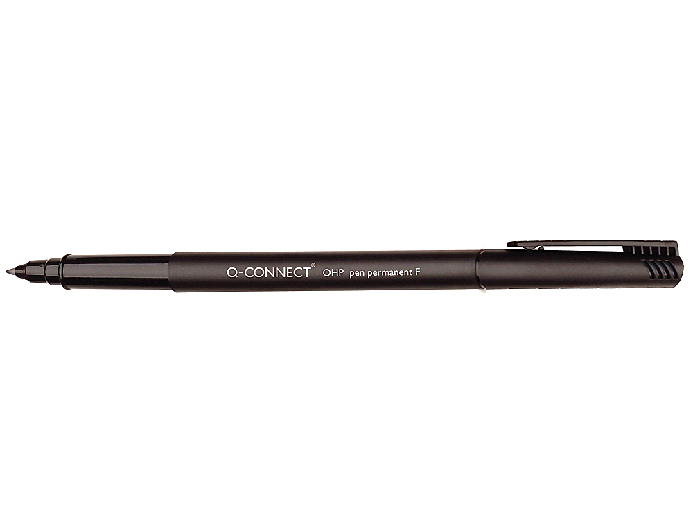STYLO-FEUTRE Q-CONNECT PERMANENT POINTE FINE MULTI-SUPPORTS CD/DVD PLASTIQUE COULEUR NOIR POCHETTE 4 UNITÉS
