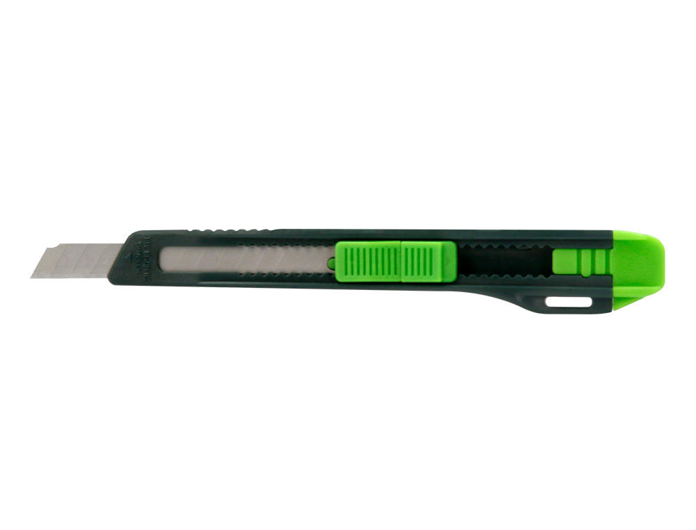 CUTTER XD-07 Q-CONNECT PLASTIQUE LAME 9MM ACIER RETRACTABLE INTERCHANGEABLE PRECOUPEE AVEC FREIN DE SECURITE ET ANSE