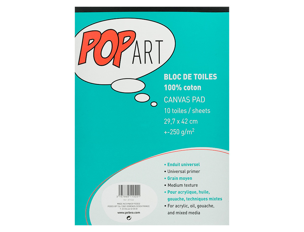 BLOC DE TOILES PÉBÉO POP ART COTON PEINTURE FORMAT A4 210X297MM 20F