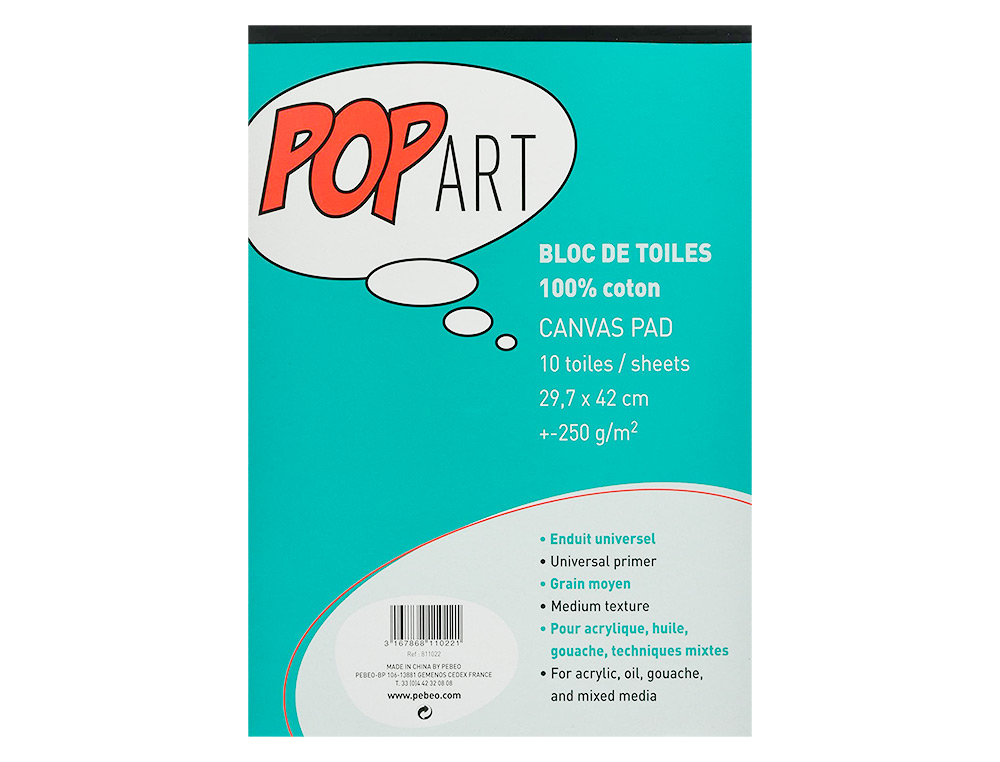 BLOC DE TOILES PÉBÉO POP ART COTON PEINTURE FORMAT A3 297X420MM 10F