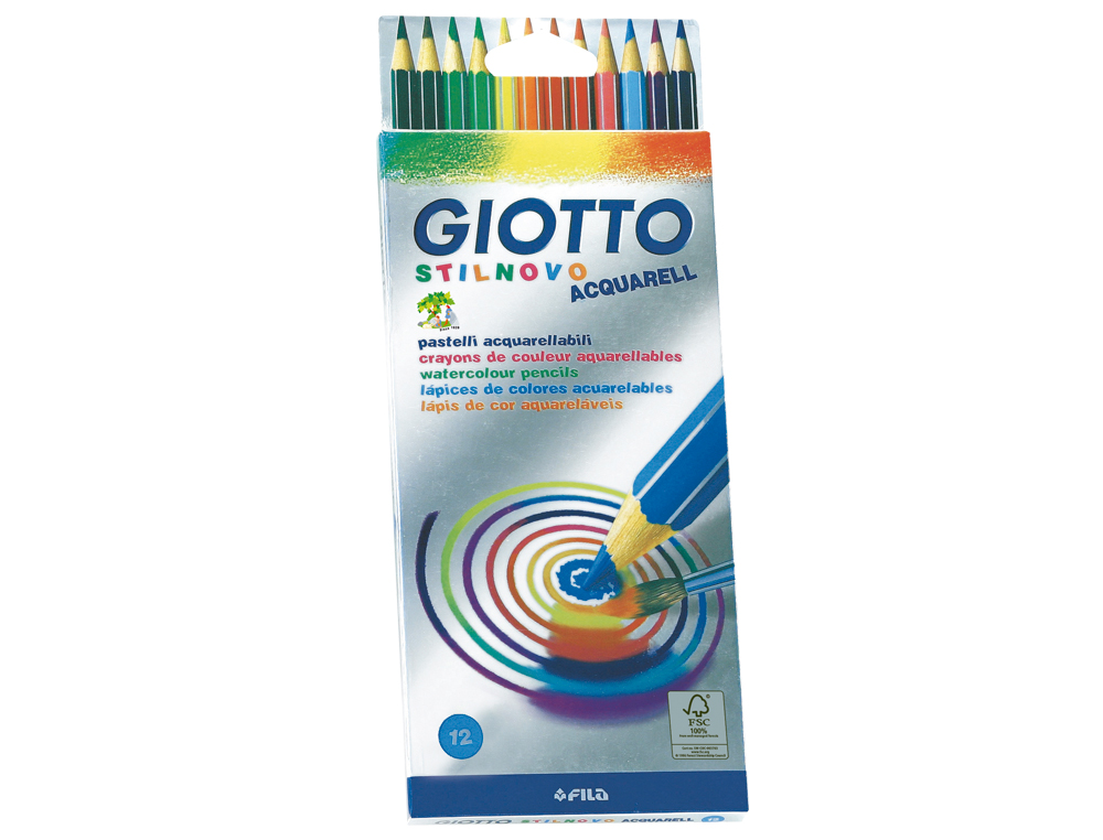 CRAYON COULEUR GIOTTO STILNOVO AQUARELLABLE HEXAGONAL 6.8MM MINE 3.3MM COLORIS VIFS INTENSES ÉTUI 12 UNITÉS