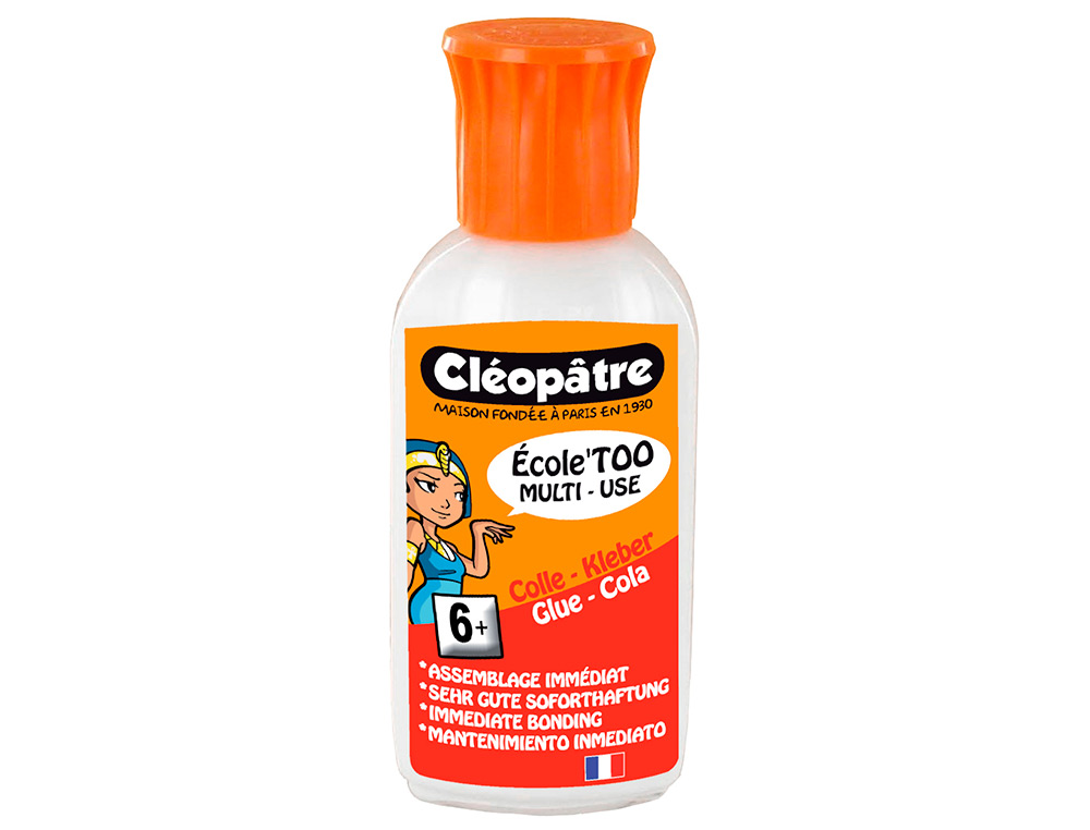 COLLE CLÉOPÂTRE EXTRA FORTE MULTI-MATÉRIAUX SPÉCIALE ENFANTS LAVABLE PLASTIQUE VERRE MÉTAL MOUSSE PLASTIQUE FLACON 60G
