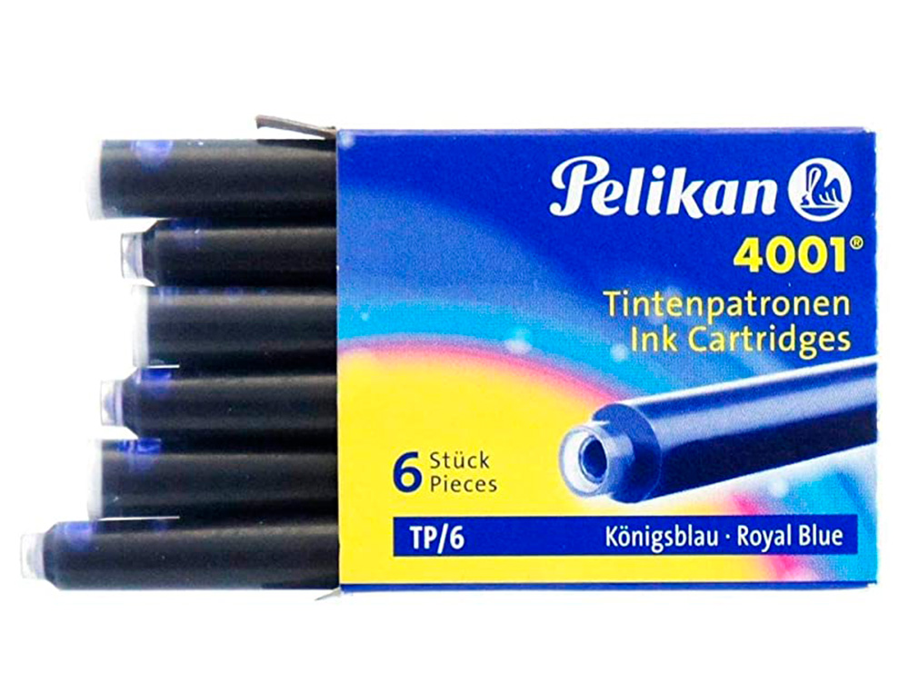 CARTOUCHE PELIKAN COURTE STANDARD BLEU EFFAÇABLE ÉTUI 6 UNITÉS