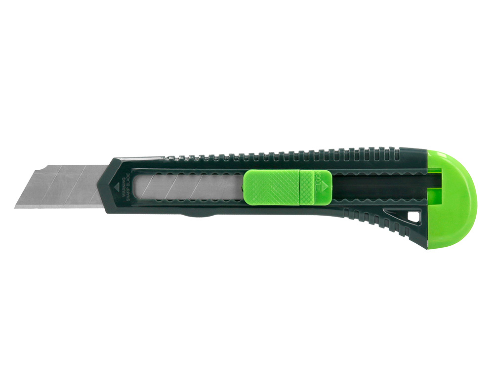 CUTTER XD-43 Q-CONNECT EN PLASTIQUE ABS LAME 18MM RETRACTABLE INTERCHANGEABLE PRECOUPEE AVEC FREIN DE SECURITE