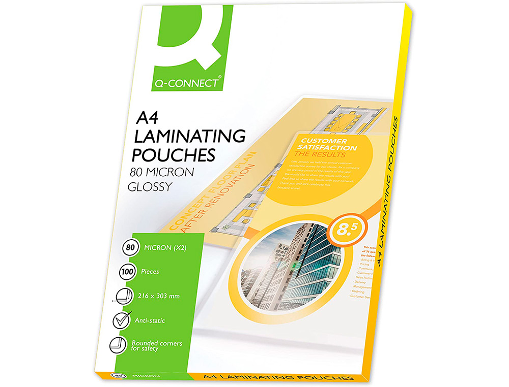 POCHETTE PLASTIFICATION Q-CONNECT  CHAUD CONOMIQUE FORMAT A4 80 MICRONS BOTE 100 UNITS