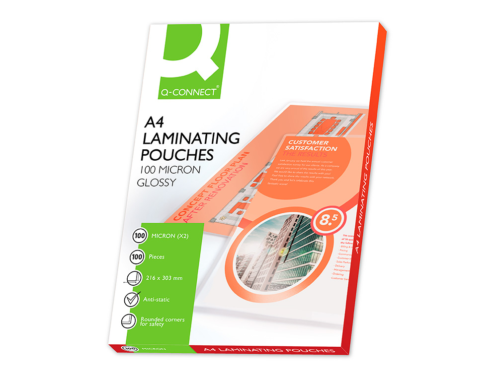 POCHETTE PLASTIFICATION Q-CONNECT À CHAUD ÉCONOMIQUE FORMAT A4 100 MICRONS BOÎTE 100 UNITÉS