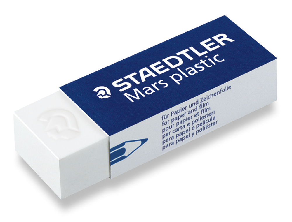 GOMME STAEDTLER MARS PLASTIC 65X23X13MM CRAYONS MINES PAPIER CALQUE FILM COLORIS BLANC