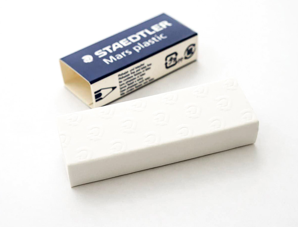 GOMME STAEDTLER MARS PLASTIC 65X23X13MM CRAYONS MINES PAPIER CALQUE FILM COLORIS BLANC