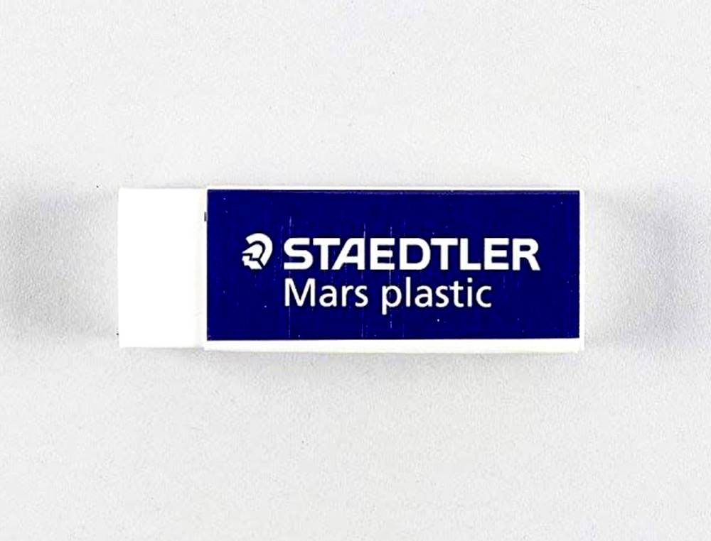 GOMME STAEDTLER MARS PLASTIC 65X23X13MM CRAYONS MINES PAPIER CALQUE FILM COLORIS BLANC