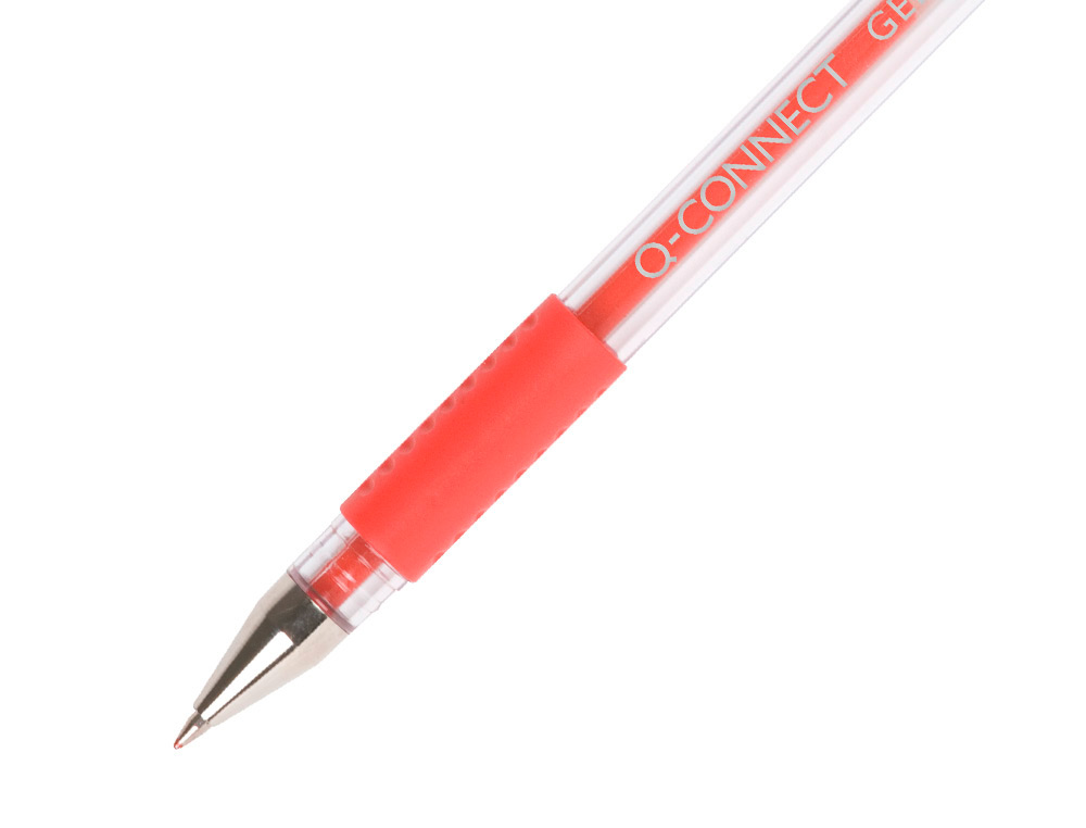 STYLO-BILLE Q-CONNECT CRITURE MOYENNE 0.5MM CORPS TRANSLUCIDE GRIP CAOUTCHOUC COLORIS ROUGE