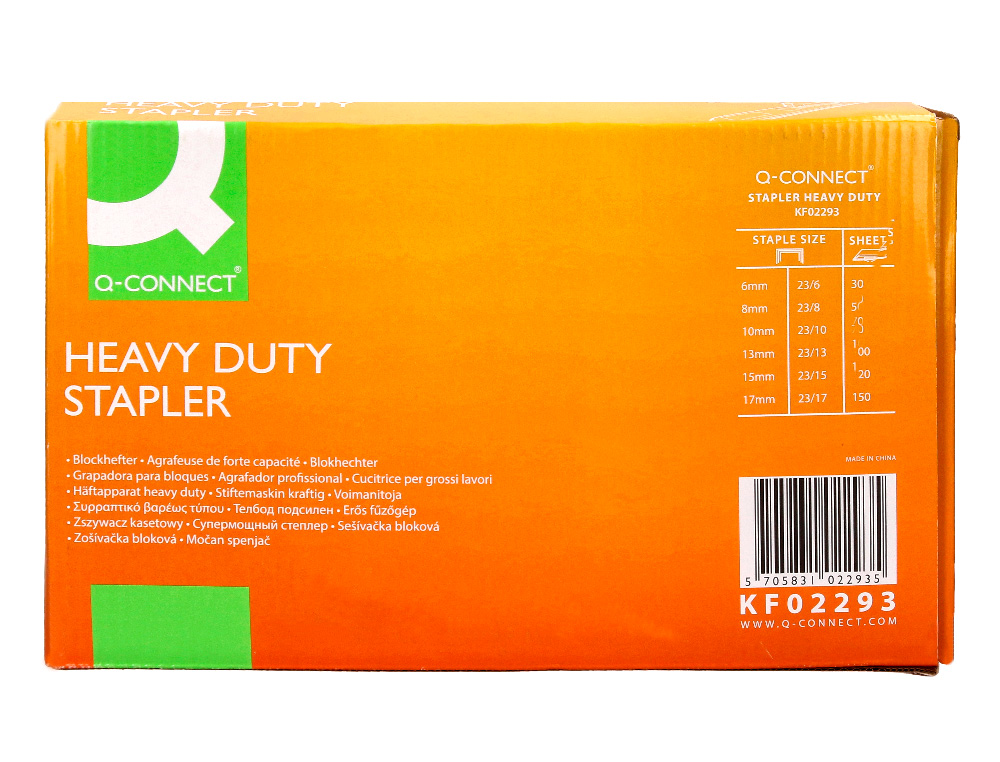 AGRAFEUSE Q-CONNECT GRANDE CAP ACITÉ ÉCONOMIQUE CAPACITÉ 150F COLORIS NOIR MÉTAL