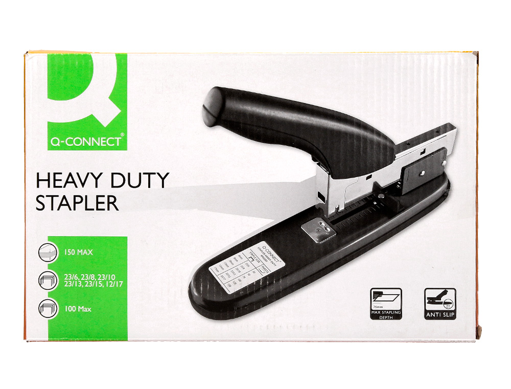 AGRAFEUSE Q-CONNECT GRANDE CAP ACITÉ ÉCONOMIQUE CAPACITÉ 150F COLORIS NOIR MÉTAL