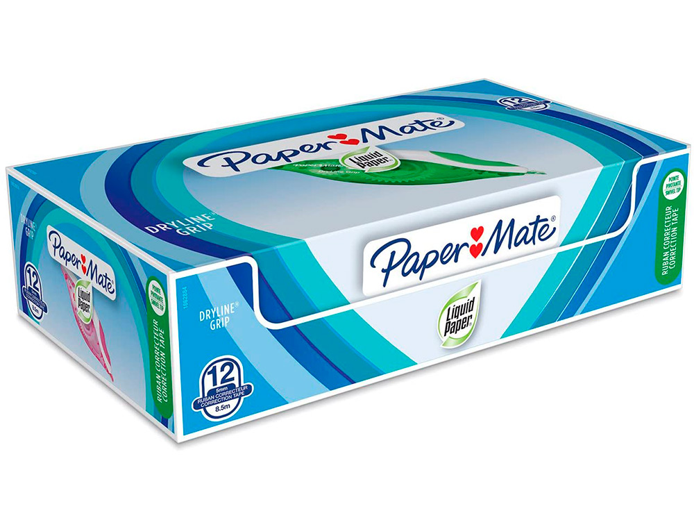 CORRECTEUR PAPER MATE DRYLINE GRIP DVIDOIR ERGONOMIQUE RUBAN 5MMX8.5M APPLICATION FRONTALE RCRITURE IMMDIATE
