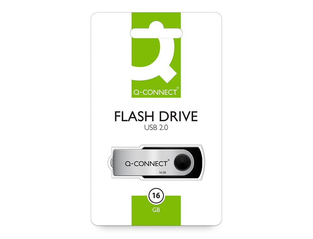 CLÉ USB Q-CONNECT 2.0 16GB VITESSE LECTURE 18MB/S ÉCRITURE 8MB/S CAPUCHON ROTATIF