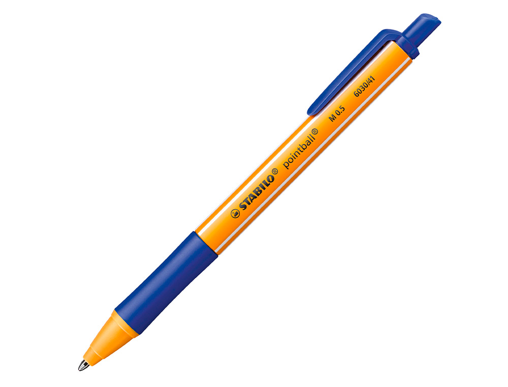 STYLO-BILLE STABILO POINTBALL PLASTIQUE RECYCLÉ 3500M D'ÉCRITURE RECHARGEABLE RÉTRACTABLE GRIP ANTIDÉRAPANT BLEU
