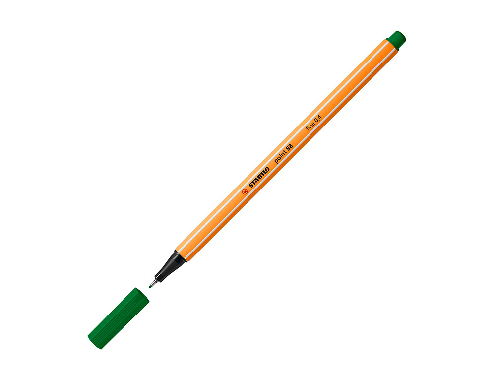 STYLO-FEUTRE STABILO POINT 88 ÉCRITURE FINE 0.4MM 1000M POINTE GAINÉE MÉTAL CORPS HEXAGONAL COLORIS VERT