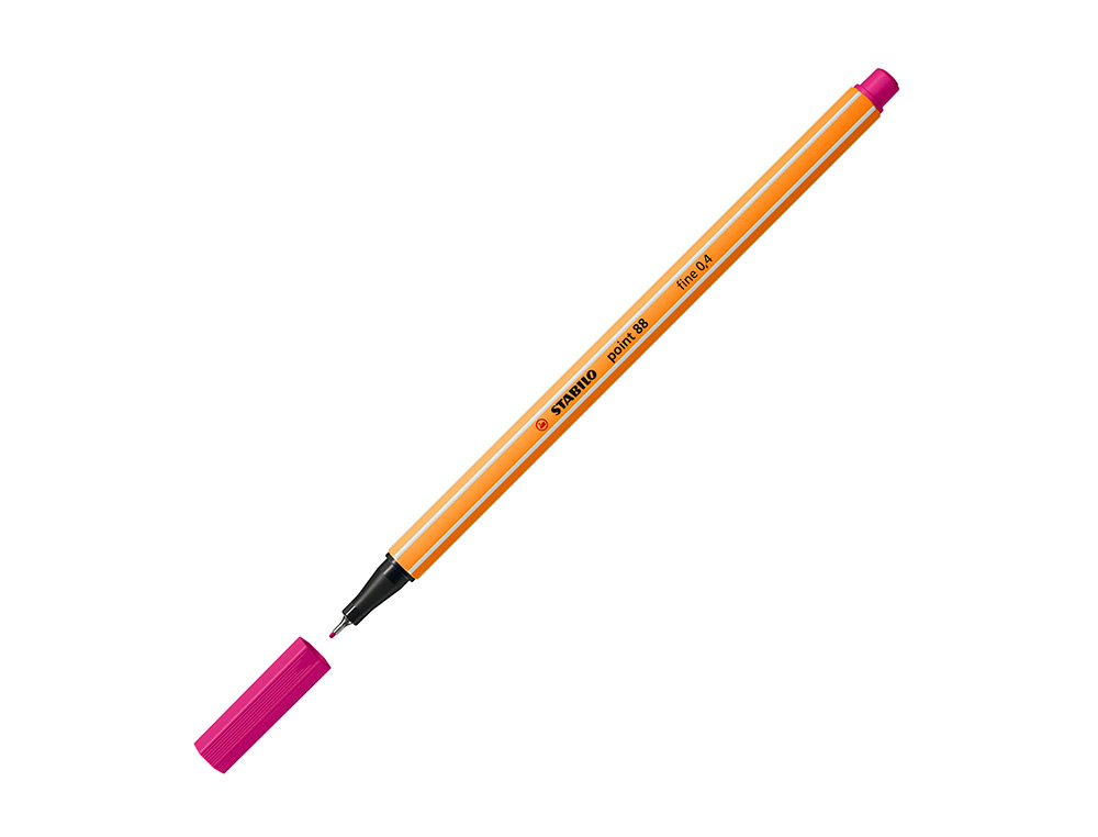 STYLO-FEUTRE STABILO POINT 88 ÉCRITURE FINE 0.4MM 1000M POINTE GAINÉE MÉTAL CORPS HEXAGONAL COLORIS ROSE
