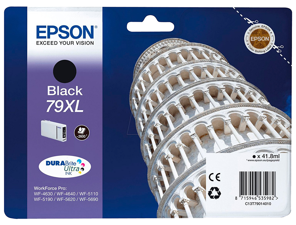 CARTOUCHE EPSON T79XL JET D'ENCRE C13T79014010 COULEUR NOIR HAUTE CAPACITÉ 2600P