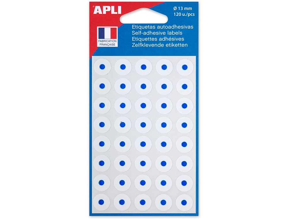 OEILLET ADHÉSIF APLI AGIPA FORMAT 13MM RENFORCEMENT DOCUMENTS PERFORÉS POCHETTE 120 UNITÉS