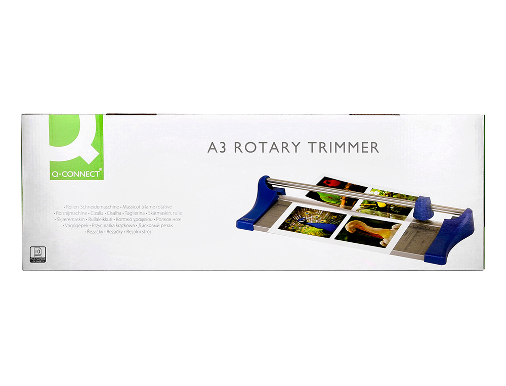 ROGNEUSE Q-CONNECT A3 10F BASE ACIER LAME ROTATIVE AIG UISÉE AUTOMATIQUE TABLE IMPRIMÉE GUIDE ANGLE 440X157MM