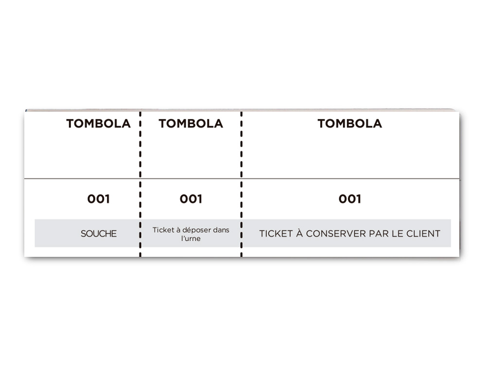 BLOC TOMBOLA PIQUÉ LIDERPAPEL 3 TICKETS 2 DÉTACHABLES 100 FEUILLES 50X150MM