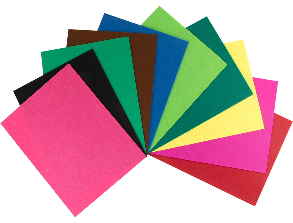 FEUTRINE LIDERPAPEL A4+ 240X315MM 180G ÉPAISSEUR 1.5MM COLORIS ASSORTIS BLOC 10 PLAQUES