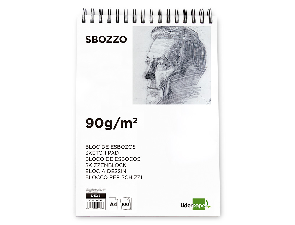BLOC SPIRALE LIDERPAPEL ESQUISSES UNI 90G/M2 A4 100F