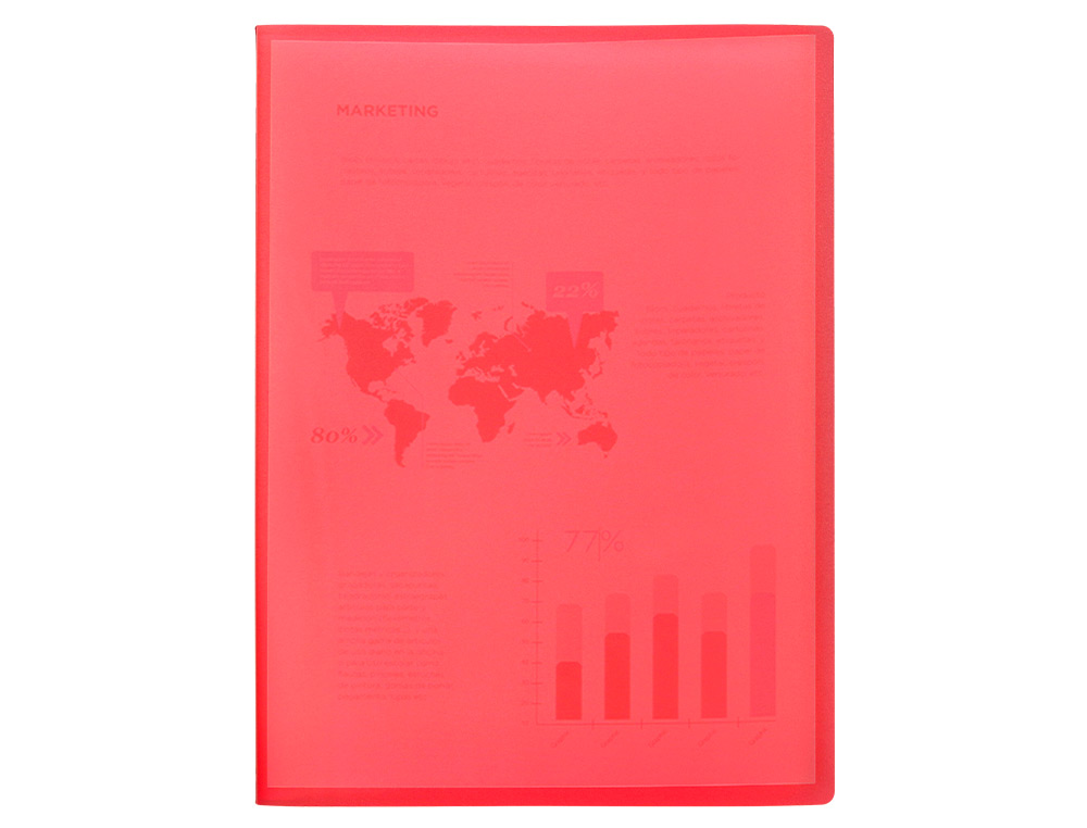 PROTÈGE-DOCUMENTS LIDERPAPEL POLYPROPYLÈNE COUVERTURE FLEXIBLE 40 POCHETTES FIXES A4 210X297MM ROUGE TRANSLUCIDE