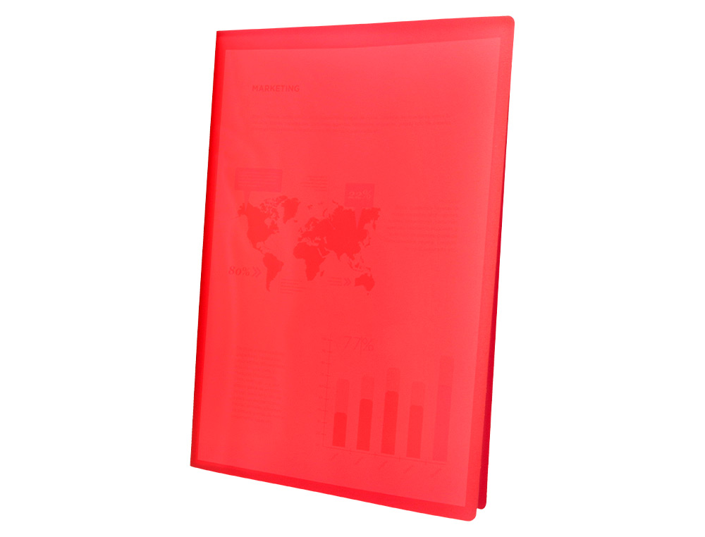PROTÈGE-DOCUMENTS LIDERPAPEL POLYPROPYLÈNE COUVERTURE FLEXIBLE 40 POCHETTES FIXES A4 210X297MM ROUGE TRANSLUCIDE