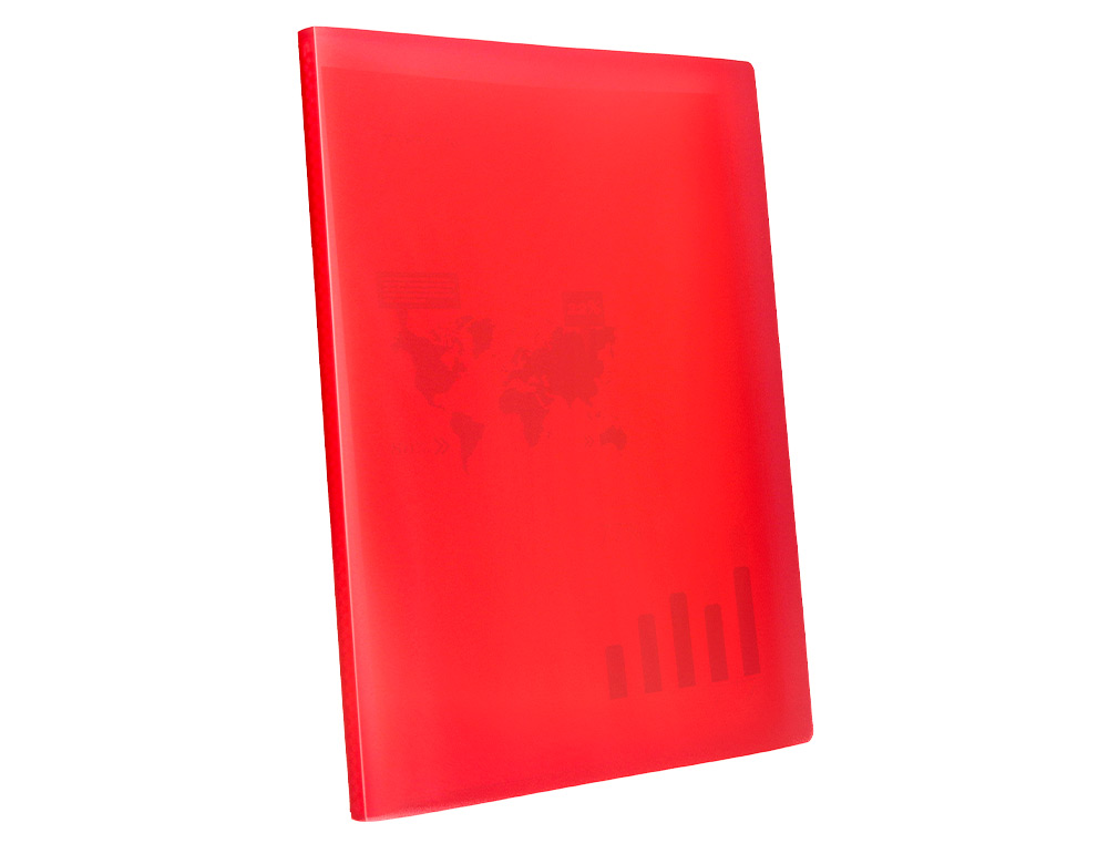 PROTÈGE-DOCUMENTS LIDERPAPEL POLYPROPYLÈNE COUVERTURE FLEXIBLE 40 POCHETTES FIXES A4 210X297MM ROUGE TRANSLUCIDE