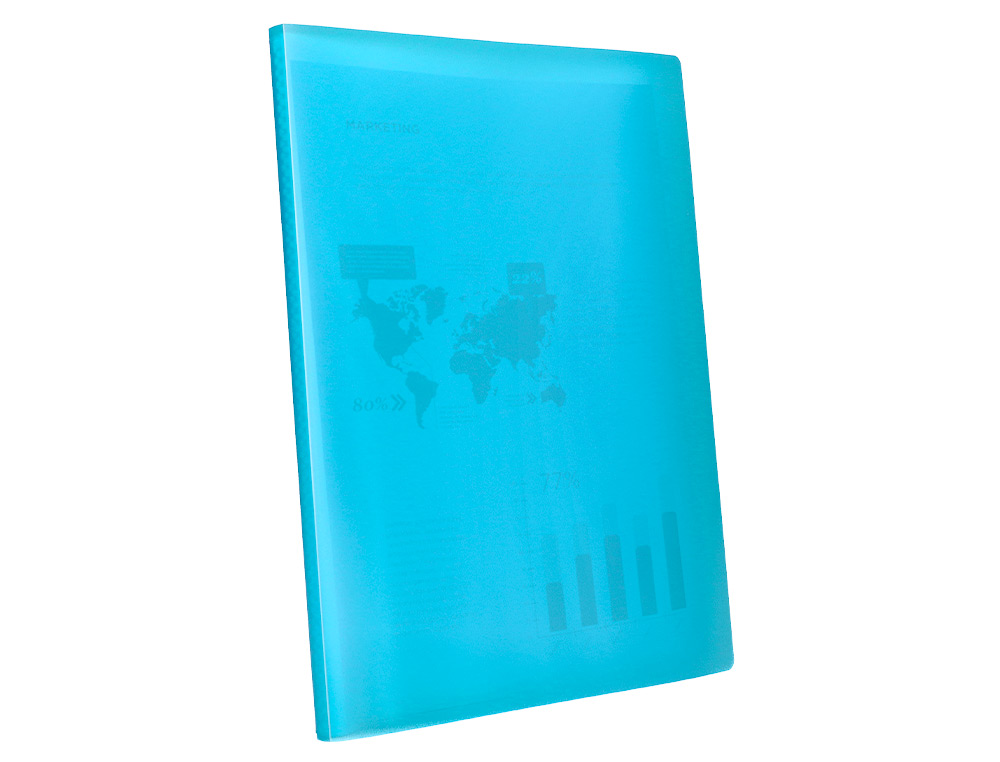 PROTÈGE-DOCUMENTS LIDERPAPEL POLYPROPYLÈNE COUVERTURE FLEXIBLE 30 POCHETTES FIXES A4 210X297MM BLEU TRANSLUCIDE