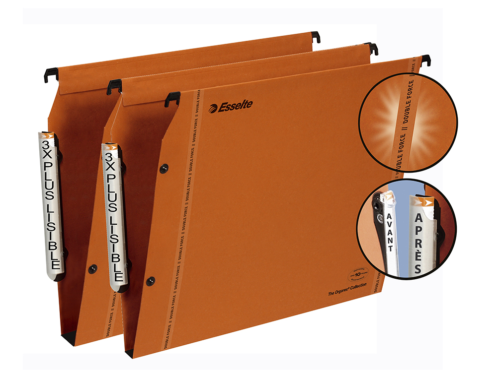 DOSSIER SUSPENDU ESSELTE DUAL KRAFT LMG 240G ARMOIRE ENTRAXE 330MM H275MM FOND 30 COLORIS ORANGE BOÎTE 25 UNITÉS