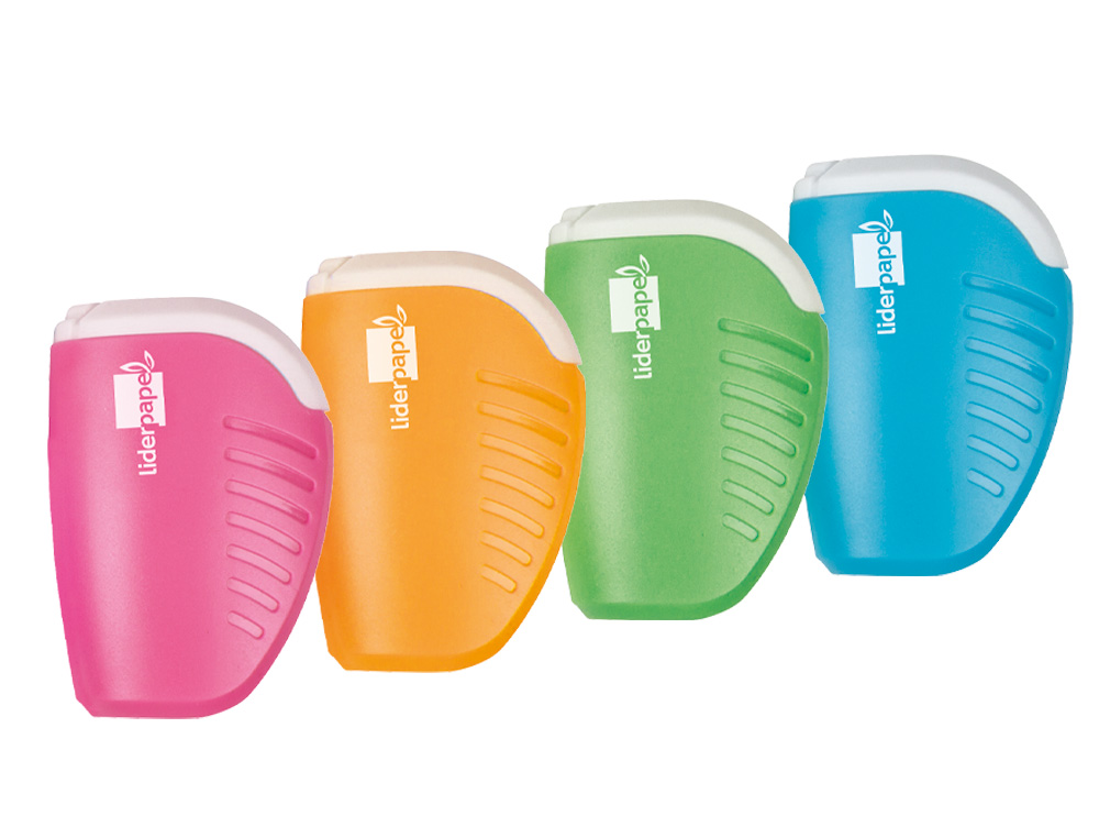TAILLE-CRAYON LIDERPAPEL PLASTIQUE RÉSERVOIR À COPEAUX NON DÉTACHABLE 1 USAGE COLORIS ASSORTIS