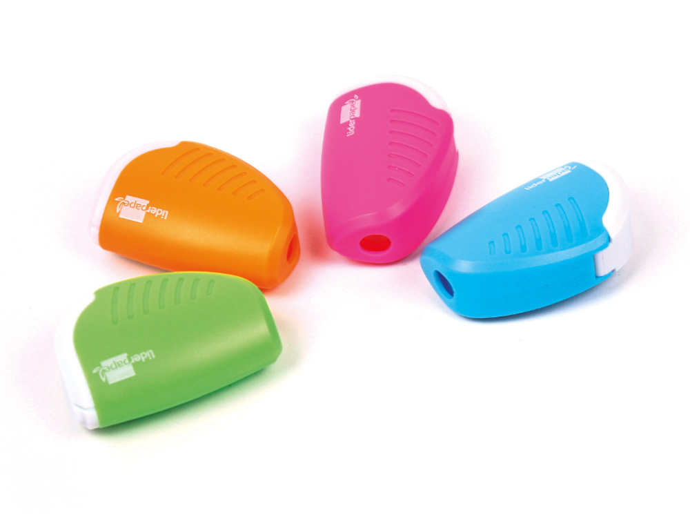 TAILLE-CRAYON LIDERPAPEL PLASTIQUE RÉSERVOIR À COPEAUX NON DÉTACHABLE 1 USAGE COLORIS ASSORTIS