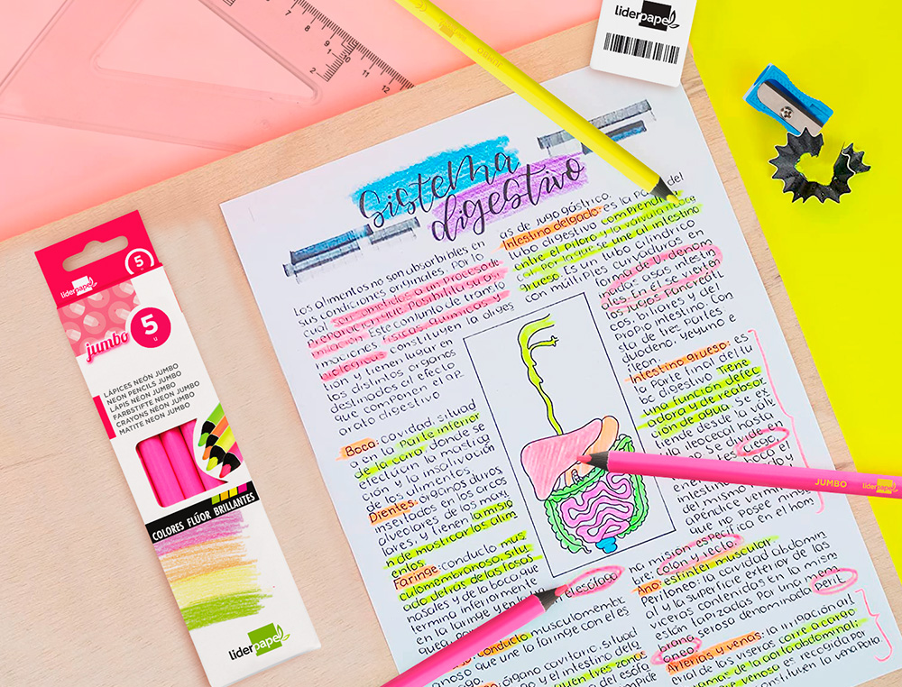 SURLIGNEUR LIDERPAPEL CRAYON DE COULEUR NON JUMBO MINE EXTRA-RSISTANTE FORME TRIANGULAIRE ERGONOMIQUE COLORIS ROSE