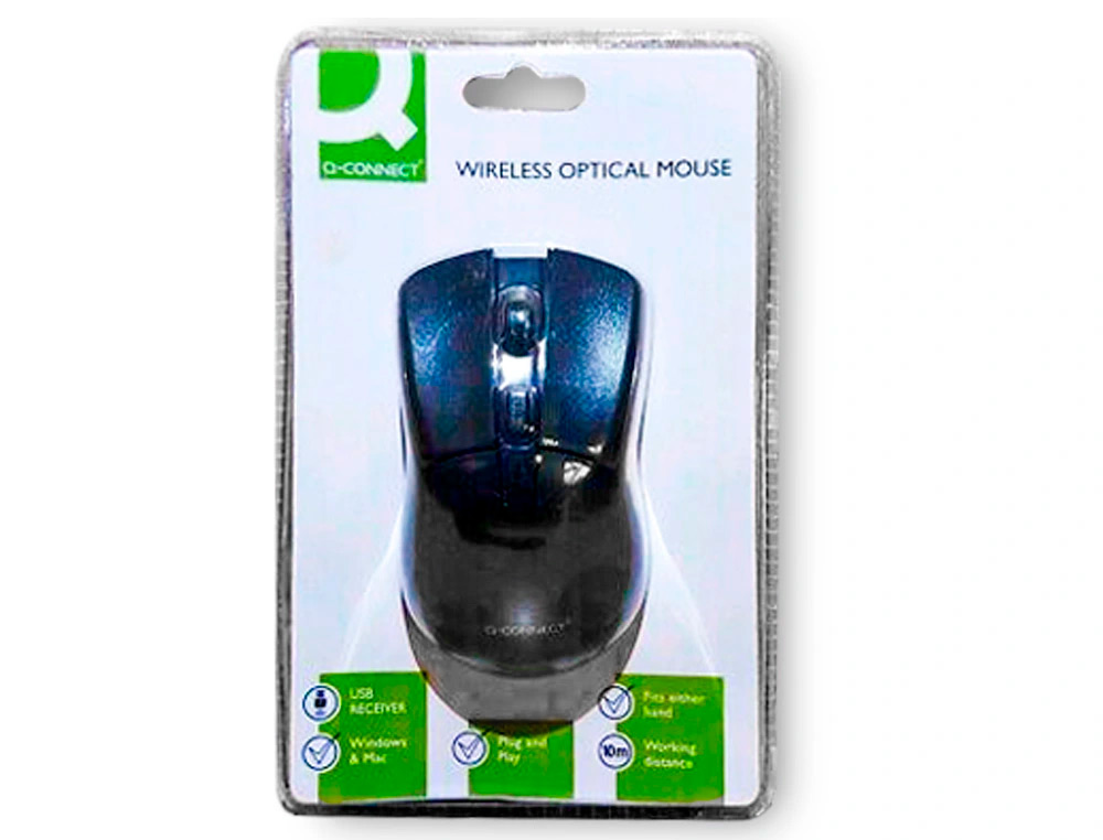 SOURIS Q-CONNECT SANS FIL  OPTIQUE 1000DPI 4 BOUTONS MOLETTE MOUVEMENT HORIZONTAL VERTICAL USB COLORIS NOIR