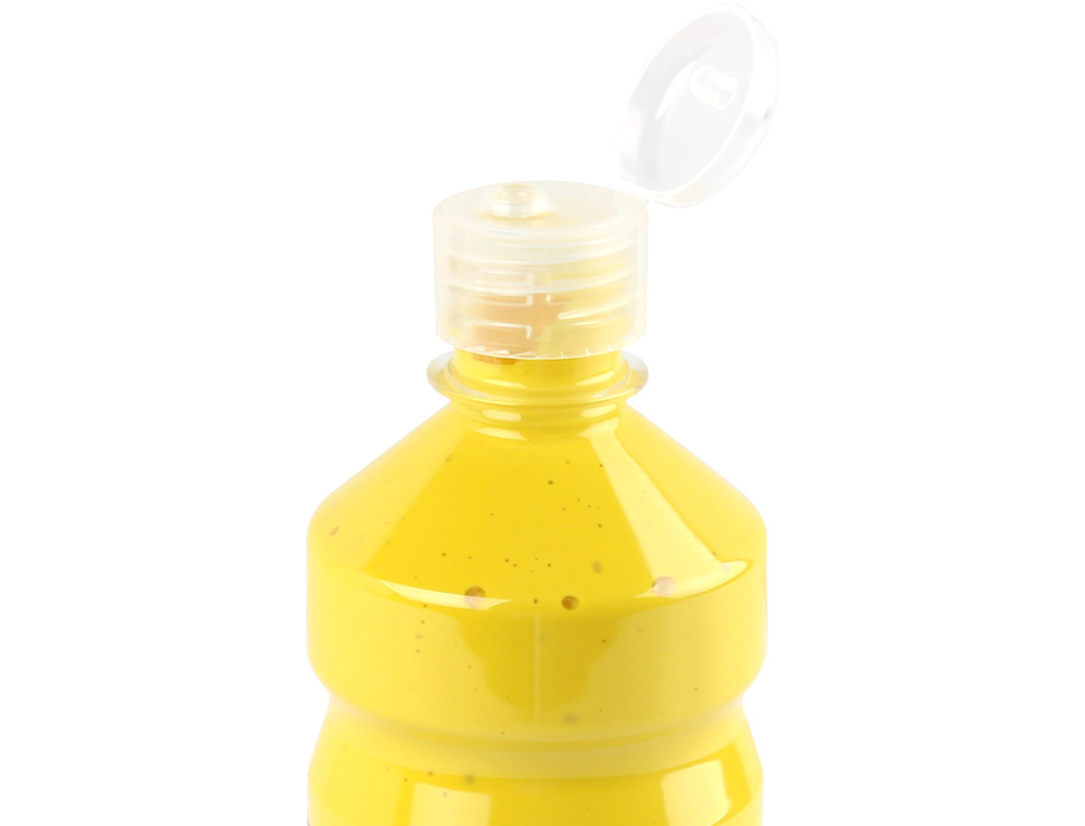 GOUACHE SCOLAIRE LIDERPAPEL LIQUIDE LAVABLE FERMETURE SÉCURITÉ BRILLANTE COLORIS JAUNE FLACON 500ML