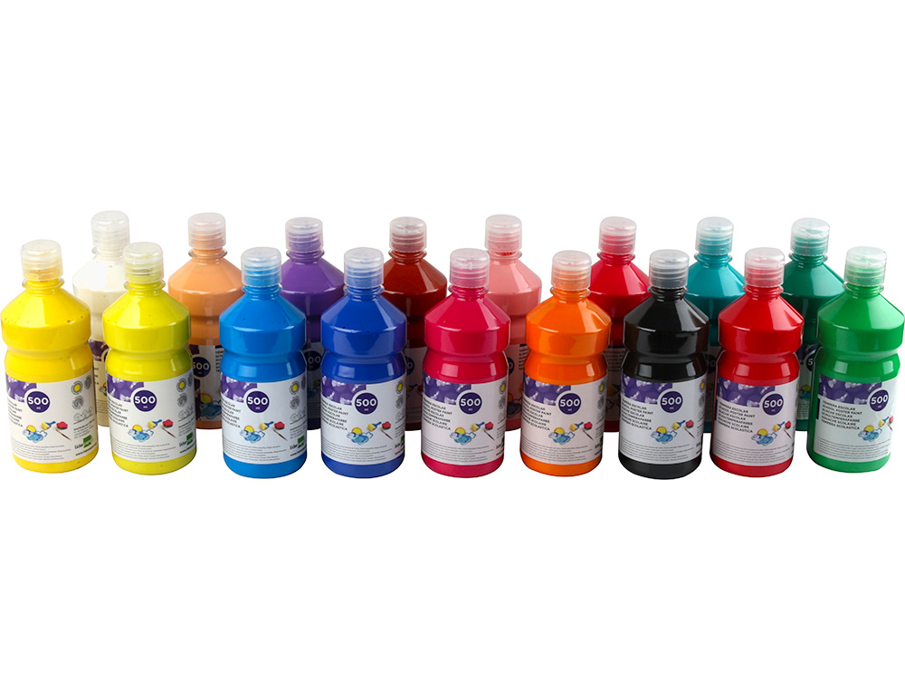 GOUACHE SCOLAIRE LIDERPAPEL LIQUIDE LAVABLE FERMETURE SÉCURITÉ BRILLANTE COLORIS BLEU FLACON 500ML