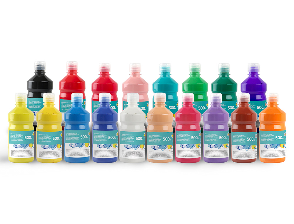 GOUACHE SCOLAIRE LIDERPAPEL LIQUIDE LAVABLE FERMETURE SÉCURITÉ BRILLANTE COLORIS VERT FONCÉ FLACON 500ML