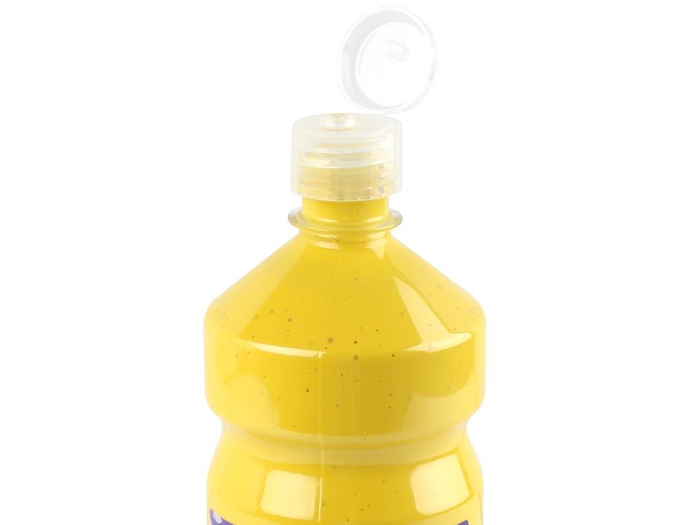 GOUACHE SCOLAIRE LIDERPAPEL LIQUIDE LAVABLE FERMETURE SÉCURITÉ BRILLANTE COLORIS JAUNE FLACON 1000ML