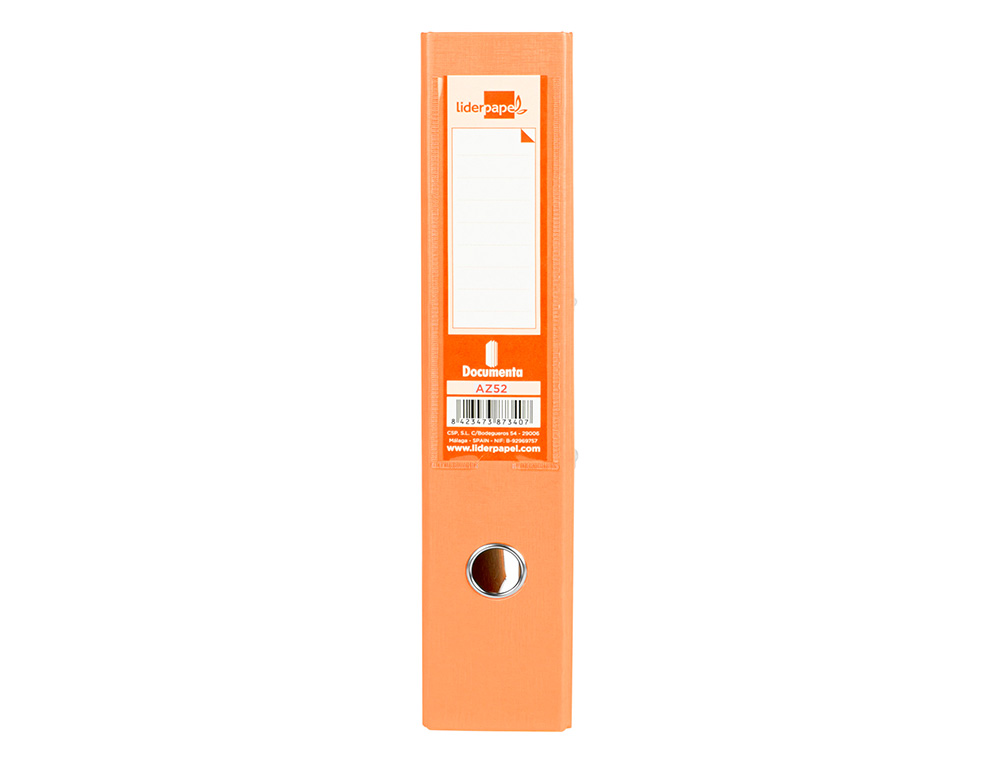 CLASSEUR LEVIER LIDERPAPEL DOCUMENTA A4+ CARTON REMBORDE DOS 75MM RADO METALLIQUE      COLORIS ORANGE