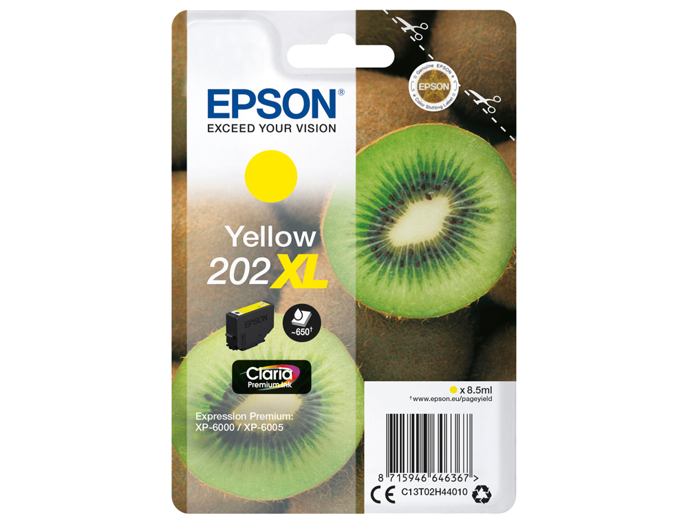 CARTOUCHE EPSON JET D'ENCRE 202 COULEUR JAUNE 650P