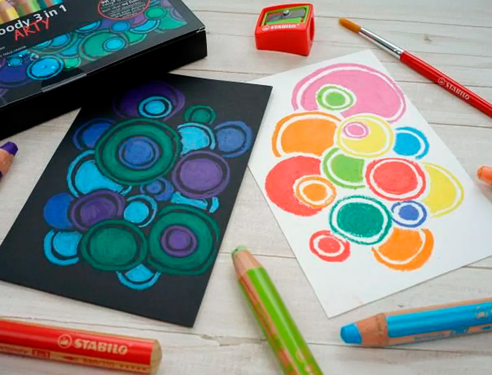 CRAYONS MULTI-TALENTS STABILO WOODY 3IN1 + 1 TAILLE-CRAYON ETUI CARTON DE 6