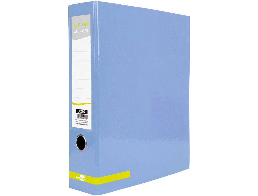 CLASSEUR A LEVIER LIDERPAPEL A4 COLOR SYSTEM DOS DE 80 MM  COLORIS BLEU CIEL