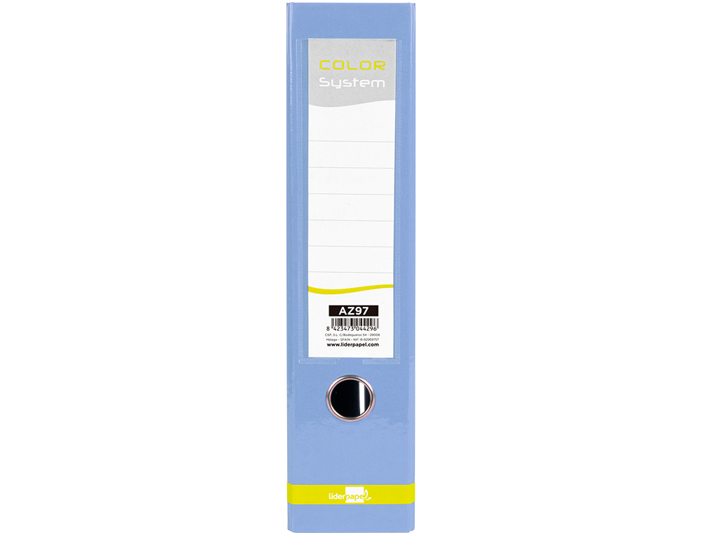 CLASSEUR A LEVIER LIDERPAPEL A4 COLOR SYSTEM DOS DE 80 MM  COLORIS BLEU CIEL