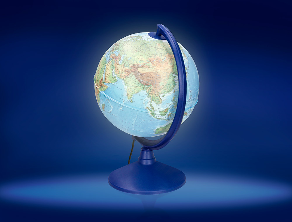 GLOBE TERRESTRE LIDERPAPEL LUMINEUX CARTE PHYSIQUE ET    POLITIQUE FR DIAMETRE 20 CM